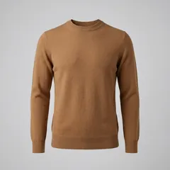 Product photo used for the try-on: camel knit